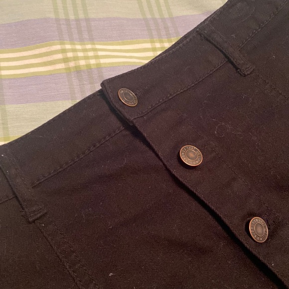 Black, Front Button-Up Denim Mini Skirt (size 10) - Picture 2 of 6